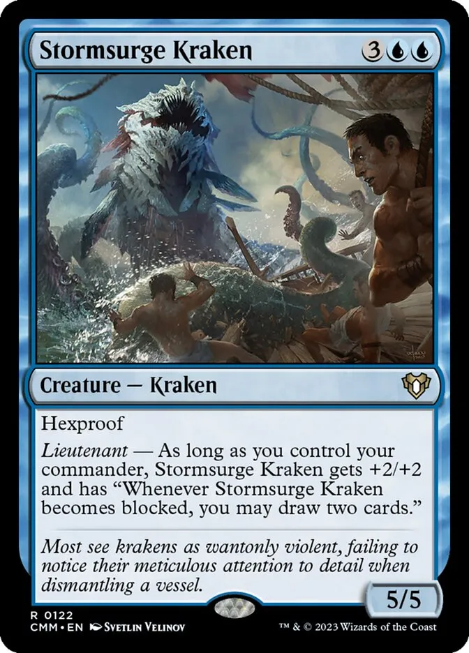 2023 Commander Masters Stormsurge Kraken #122 rare card image