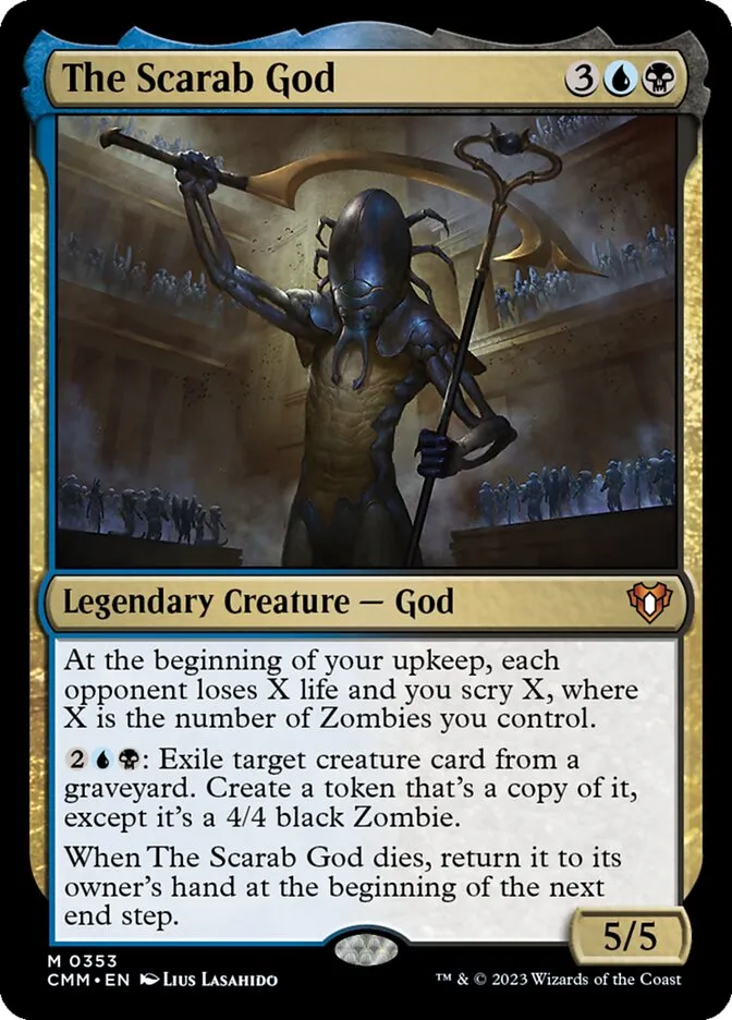 2023 Commander Masters The Scarab God #353 mythic card image