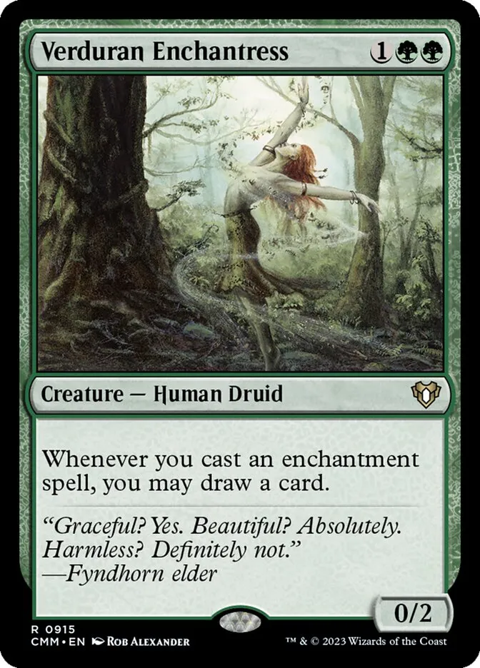 2023 Commander Masters Verduran Enchantress #915 rare card image