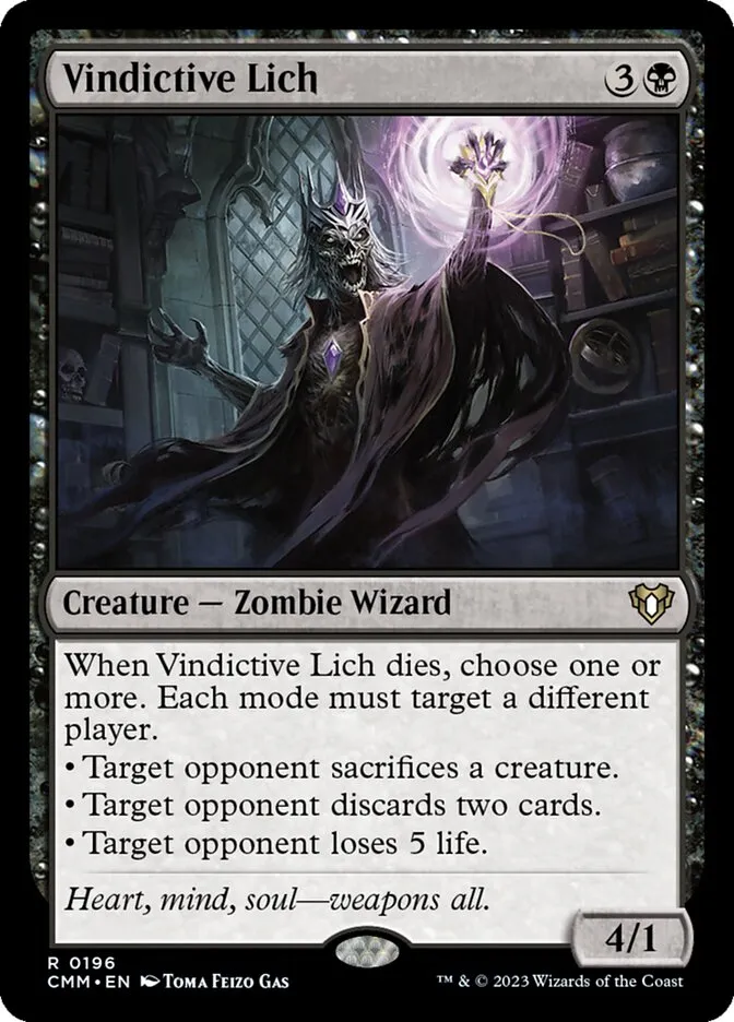 2023 Commander Masters Vindictive Lich rare #196 rare card image