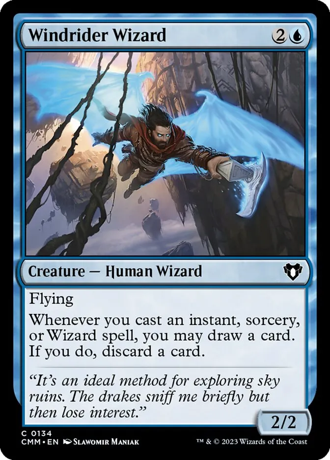 2023 Commander Masters Windrider Wizard common #134 common card image