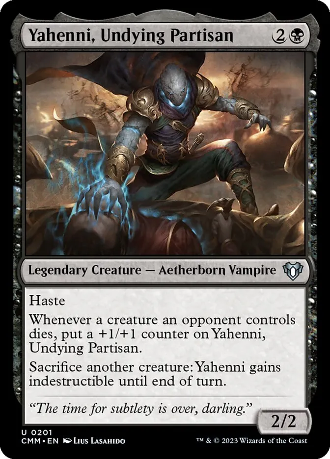 2023 Commander Masters Yahenni, Undying Partisan #201 uncommon card image