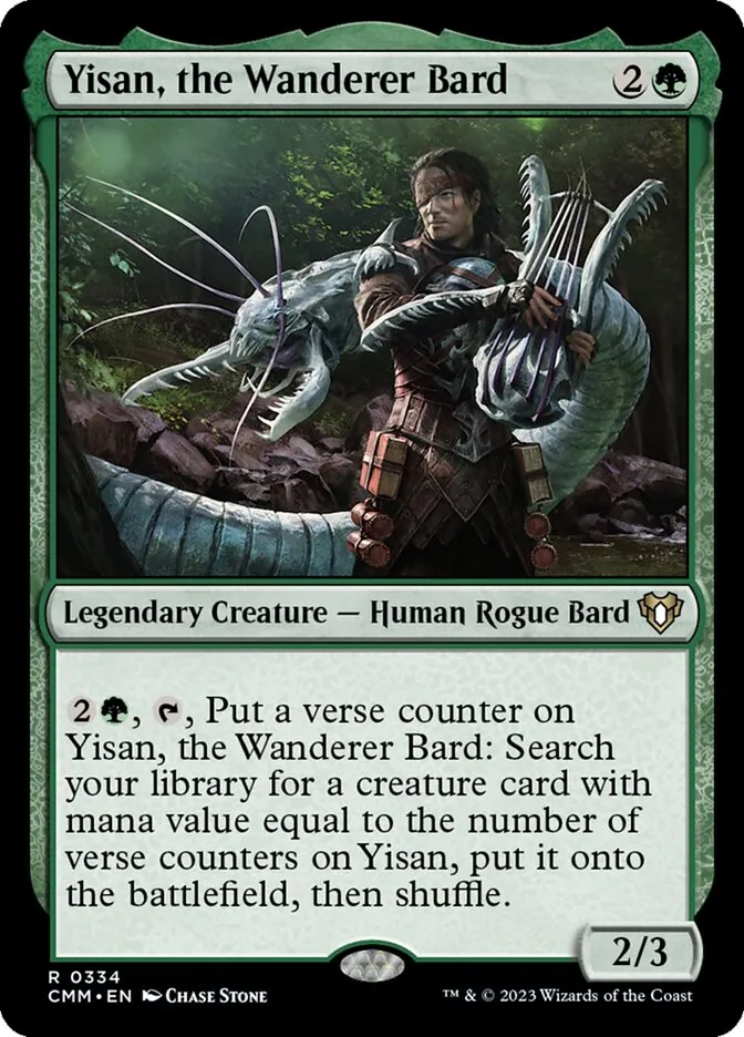 2023 Commander Masters Yisan, the Wanderer Bard #334 rare card image