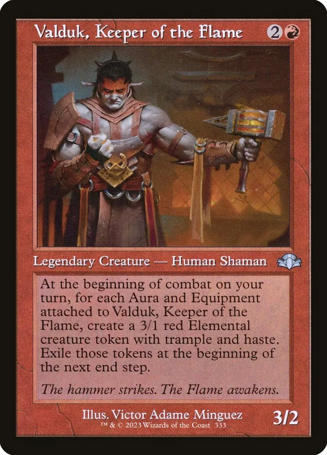 2023 Dominaria Remastered Valduk, Keeper of the Flame #333 uncommon card image