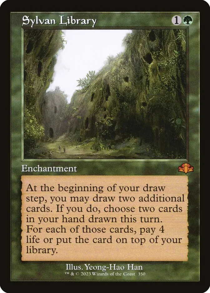 2023 Dominaria Remastered Sylvan Library [Retro] mythic #350 mythic card image