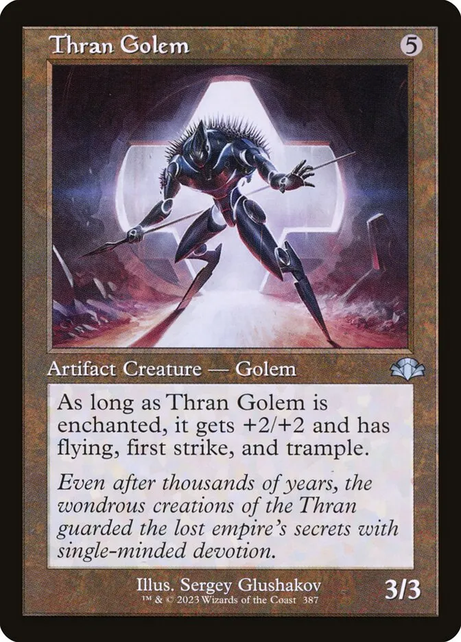 2023 Dominaria Remastered Thran Golem #387 uncommon card image