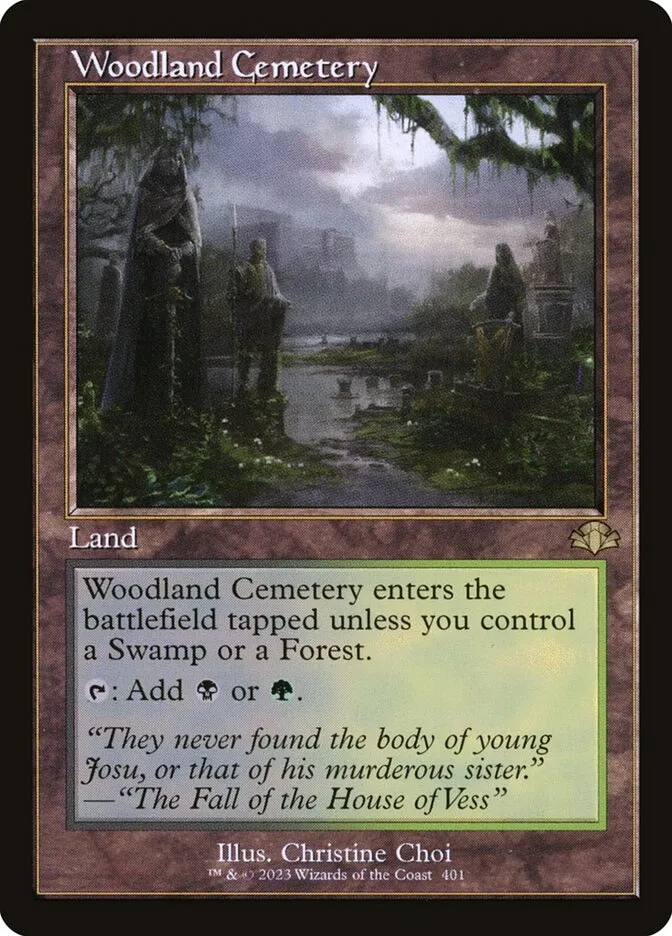 2023 Dominaria Remastered Woodland Cemetery #401 rare card image