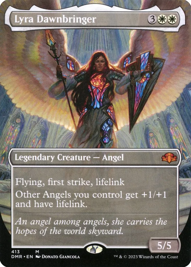 2023 Dominaria Remastered Lyra Dawnbringer [Borderless] mythic #413 mythic card image
