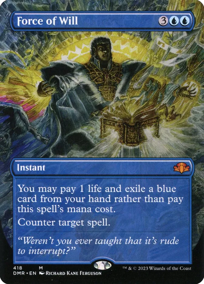 2023 Dominaria Remastered Force of Will [Borderless] mythic #418 mythic card image