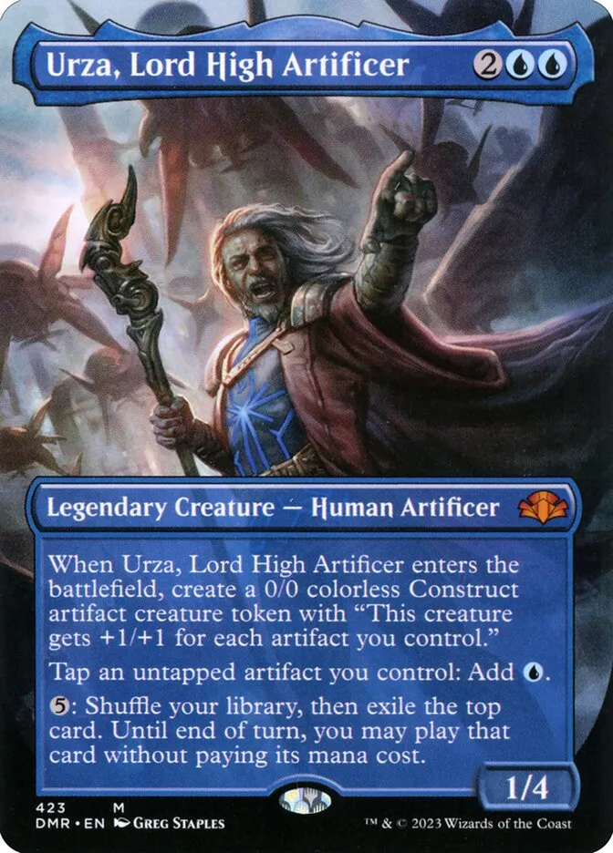 2023 Dominaria Remastered Urza, Lord High Artificer [Borderless] mythic #423 mythic card image