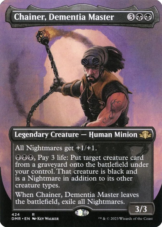 2023 Dominaria Remastered Chainer, Dementia Master [Borderless] rare #424 rare card image