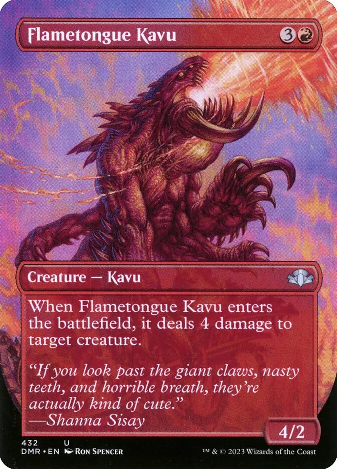 2023 Dominaria Remastered Flametongue Kavu [Borderless] uncommon #432 uncommon card image