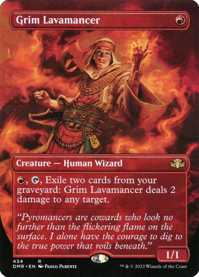 2023 Dominaria Remastered Grim Lavamancer [Borderless] rare #434 rare card image