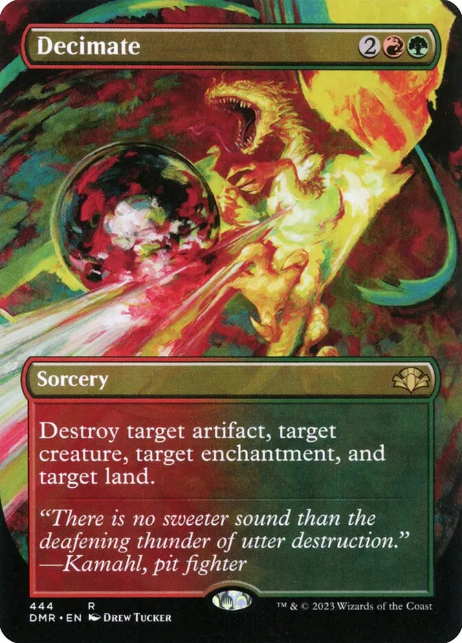 2023 Dominaria Remastered Decimate [Borderless] rare #444 rare card image