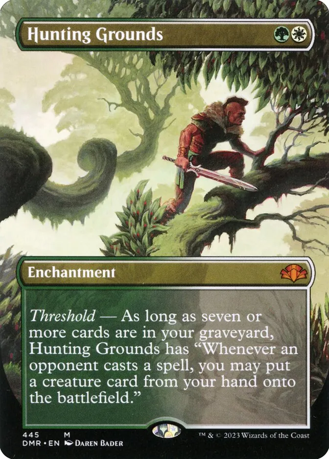 2023 Dominaria Remastered Hunting Grounds [Borderless] mythic #445 mythic card image
