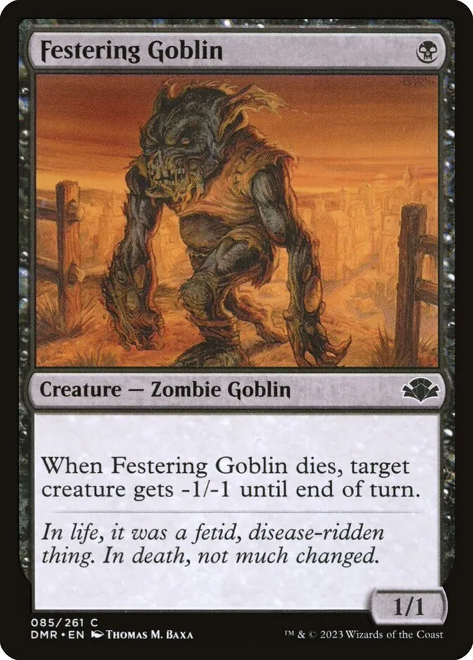 2023 Dominaria Remastered Festering Goblin common #85 common card image