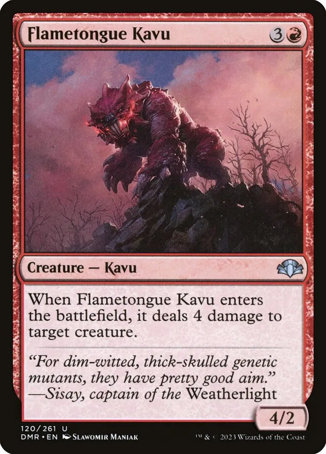 2023 Dominaria Remastered Flametongue Kavu #120 uncommon card image