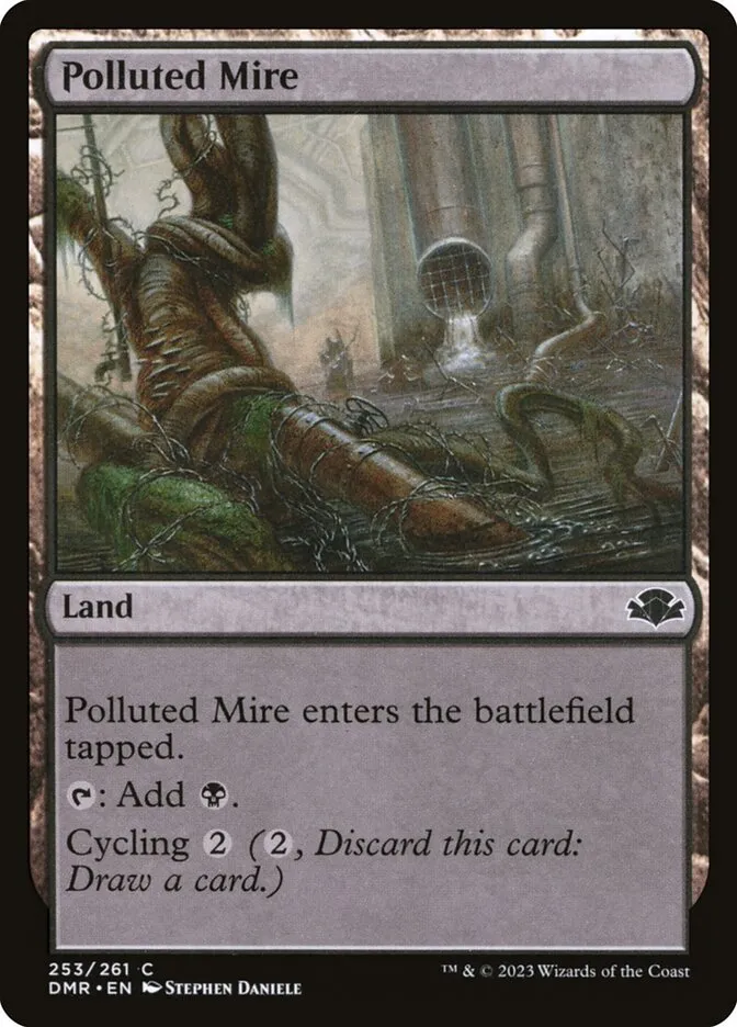 2023 Dominaria Remastered Polluted Mire #253 common card image