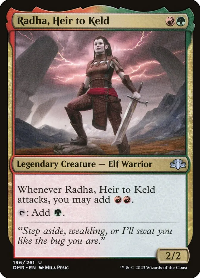 2023 Dominaria Remastered Radha, Heir to Keld #196 uncommon card image