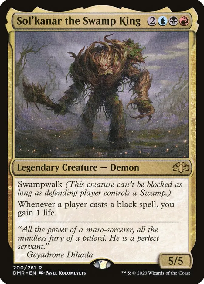 2023 Dominaria Remastered Sol'kanar the Swamp King #200 rare card image
