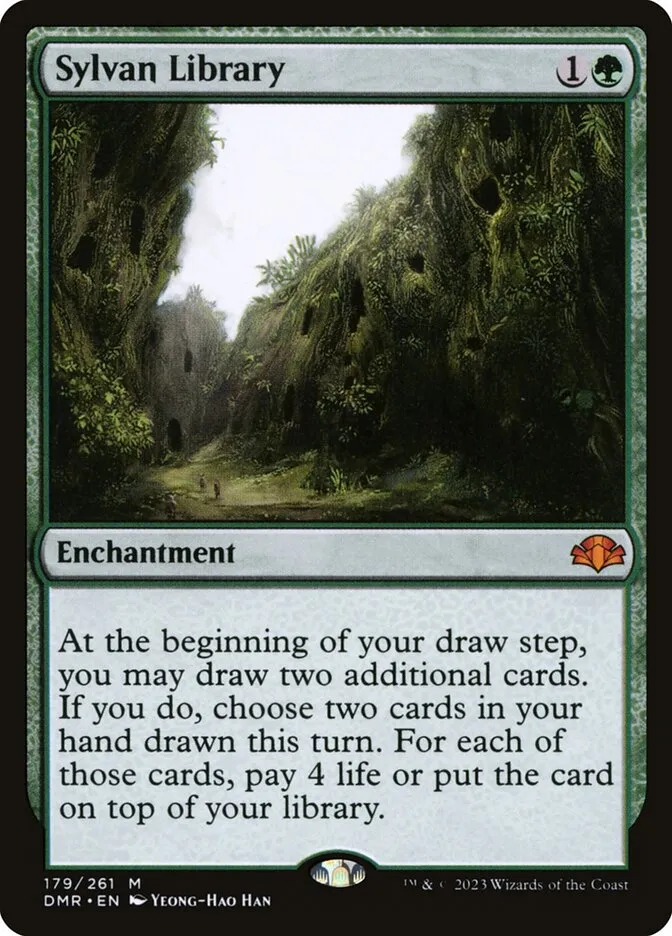 2023 Dominaria Remastered Sylvan Library [Foil] mythic #179 mythic card image