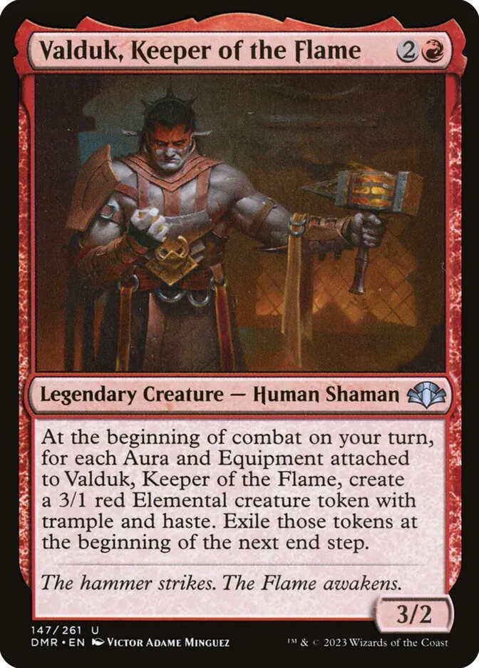 2023 Dominaria Remastered Valduk, Keeper of the Flame #147 uncommon card image