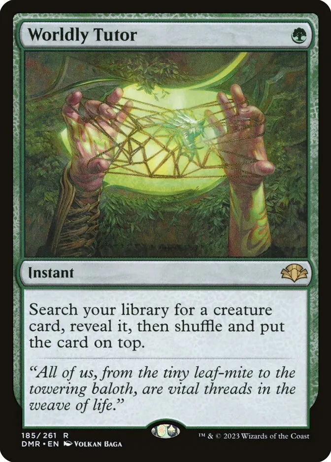 2023 Dominaria Remastered Worldly Tutor #185 rare card image