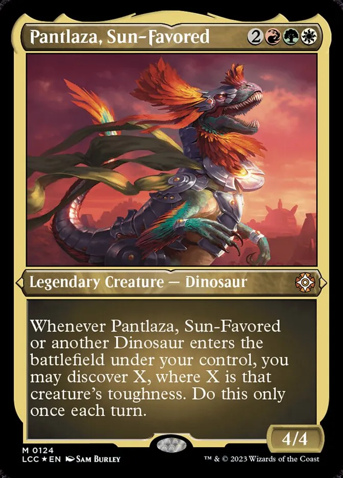 2023 The Lost Caverns of Ixalan Commander Pantlaza, Sun-Favored #124 mythic card image