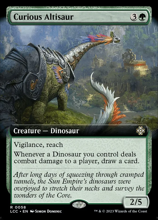 2023 The Lost Caverns of Ixalan Commander Curious Altisaur rare #58 rare card image