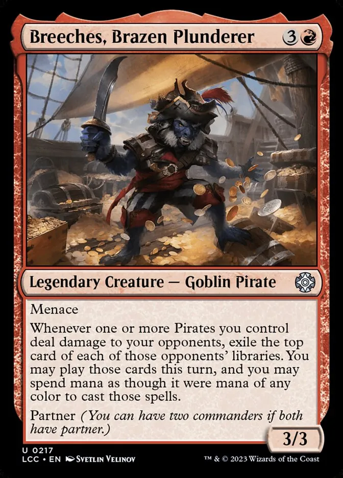 2023 The Lost Caverns of Ixalan Commander Breeches, Brazen Plunderer #217 uncommon card image