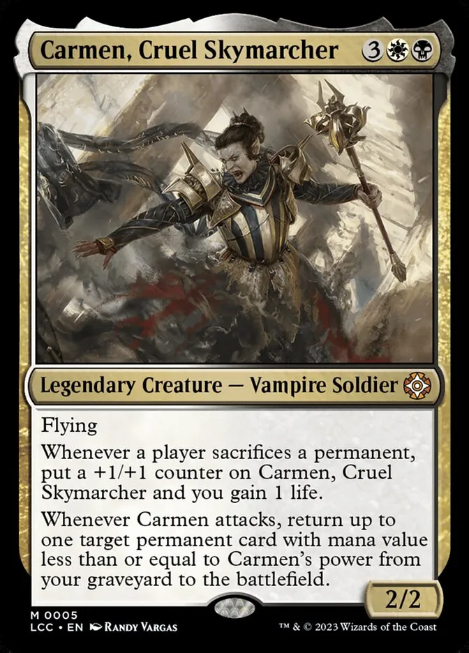 2023 The Lost Caverns of Ixalan Commander Carmen, Cruel Skymarcher #5 mythic card image