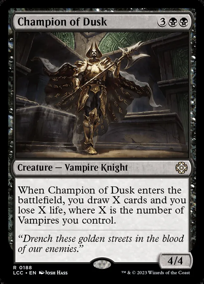 2023 The Lost Caverns of Ixalan Commander Champion of Dusk #188 rare card image