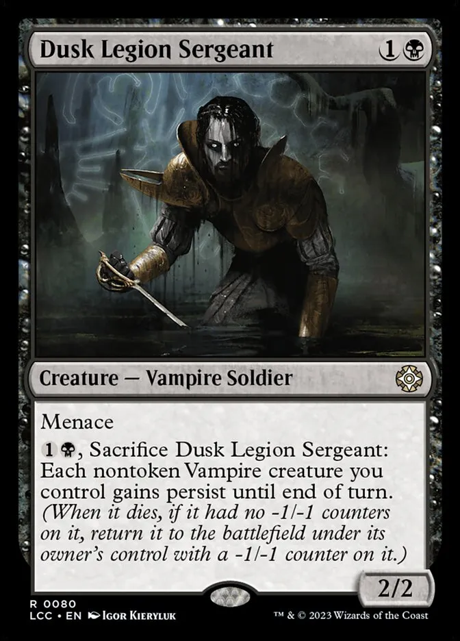 2023 The Lost Caverns of Ixalan Commander Dusk Legion Sergeant rare #80 rare card image
