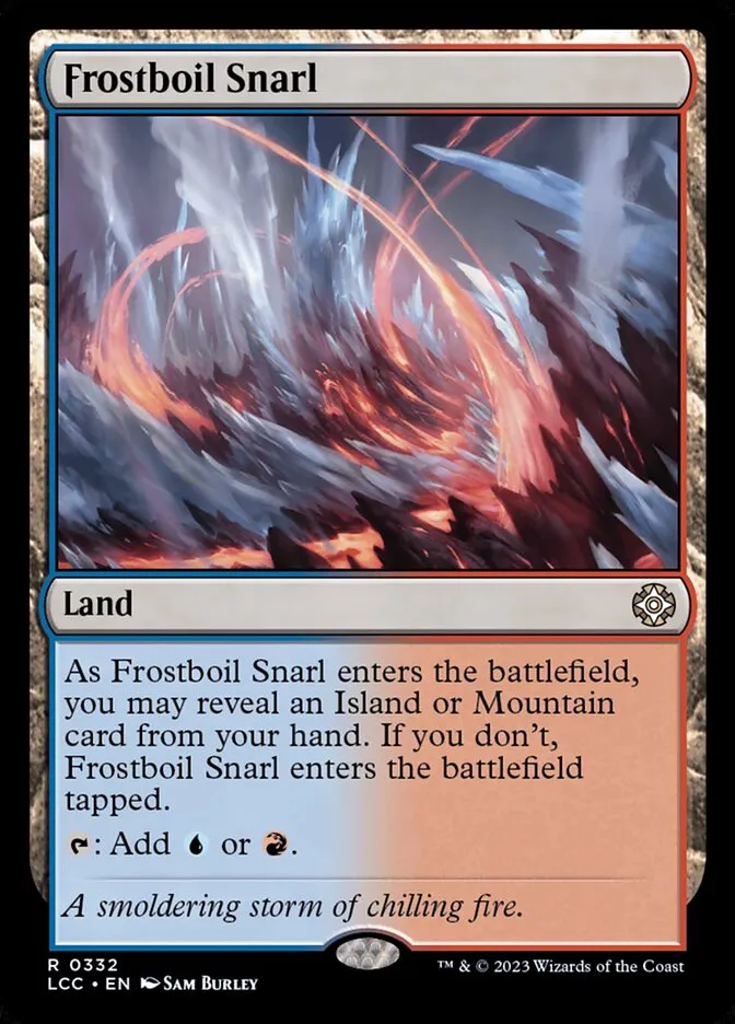 2023 The Lost Caverns of Ixalan Commander Frostboil Snarl #332 rare card image