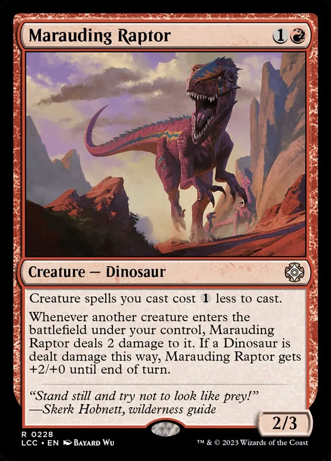 2023 The Lost Caverns of Ixalan Commander Marauding Raptor #228 rare card image