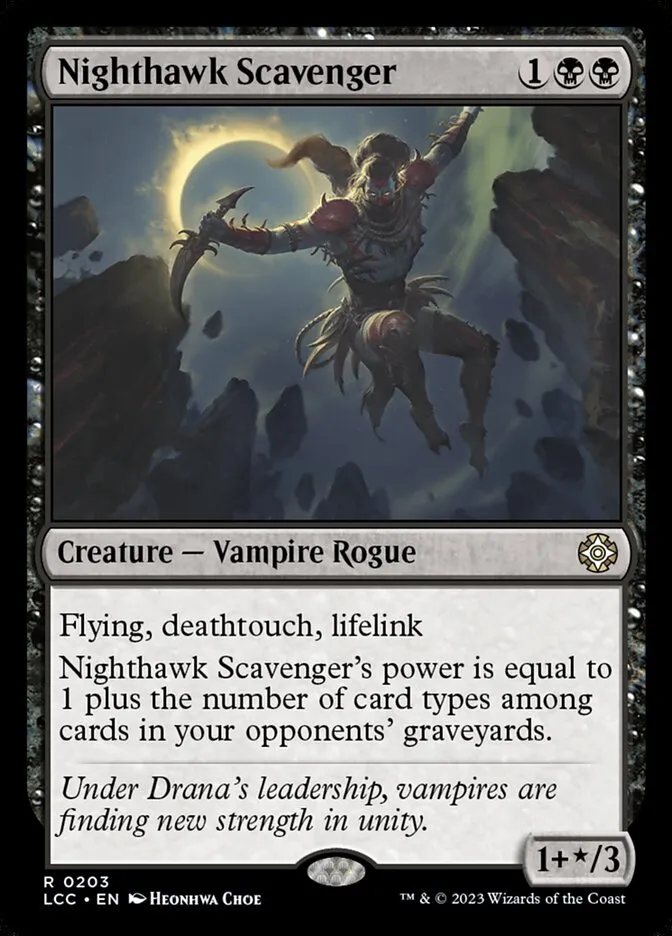 2023 The Lost Caverns of Ixalan Commander Nighthawk Scavenger #203 rare card image