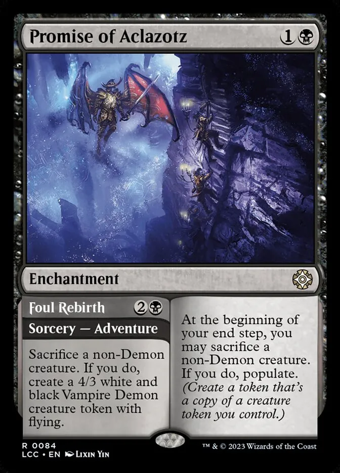2023 The Lost Caverns of Ixalan Commander Promise of Aclazotz // Foul Rebirth rare #84 rare card image