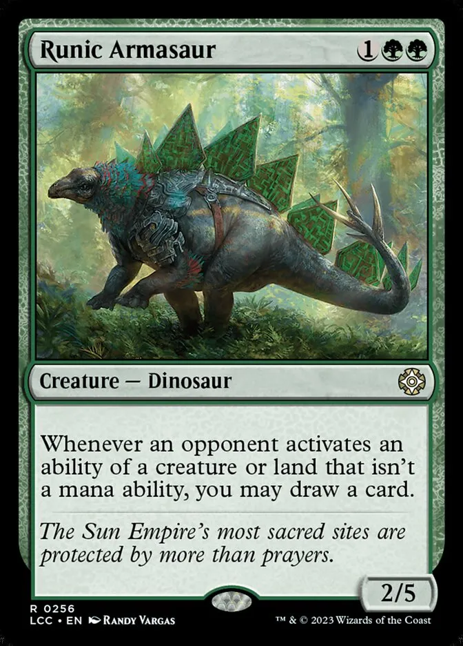 2023 The Lost Caverns of Ixalan Commander Runic Armasaur #256 rare card image