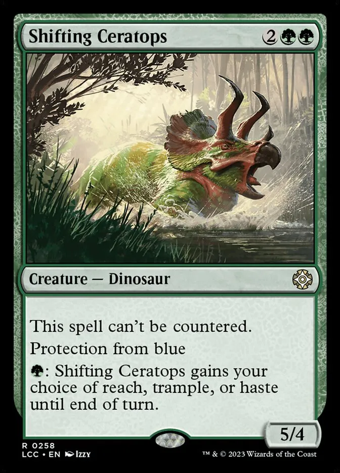 2023 The Lost Caverns of Ixalan Commander Shifting Ceratops #258 rare card image