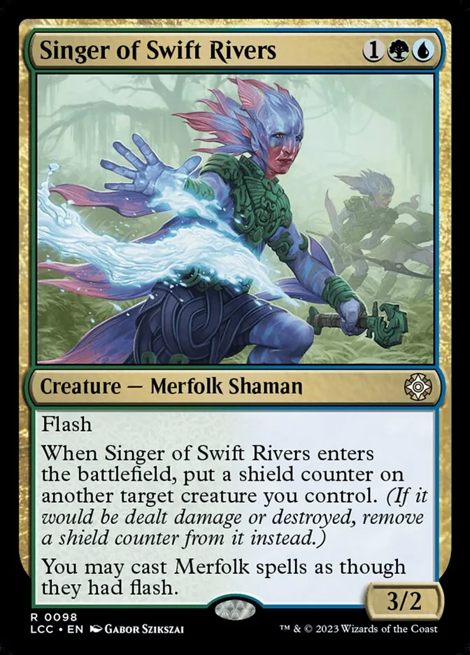 2023 The Lost Caverns of Ixalan Commander Singer of Swift Rivers rare #98 rare card image