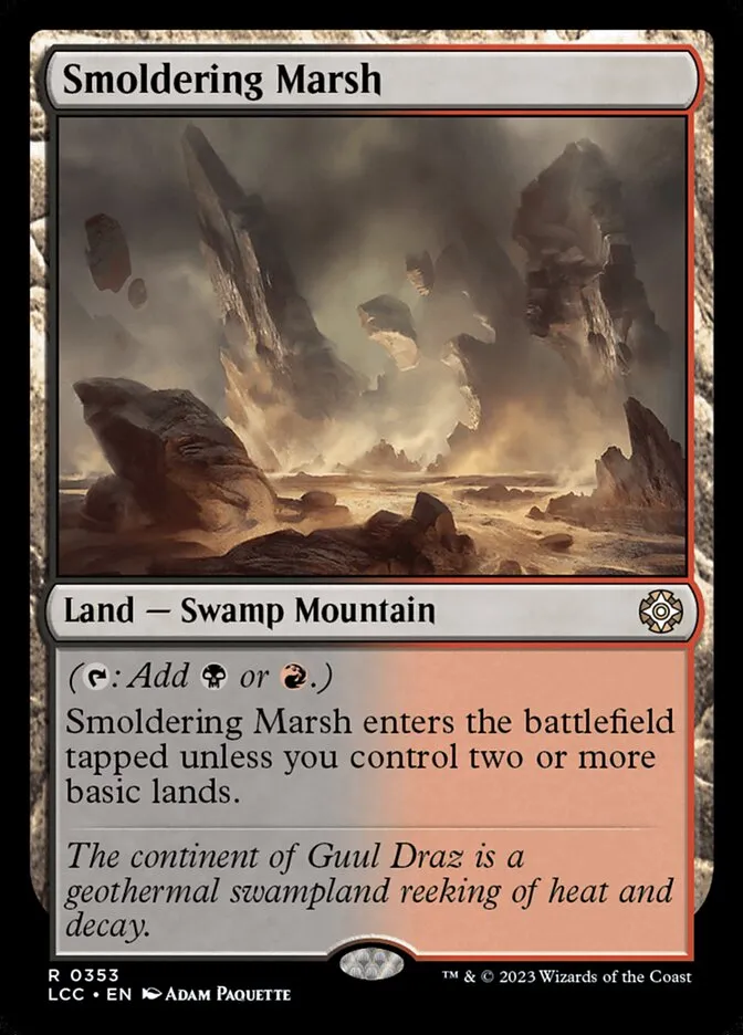 2023 The Lost Caverns of Ixalan Commander Smoldering Marsh #353 rare card image