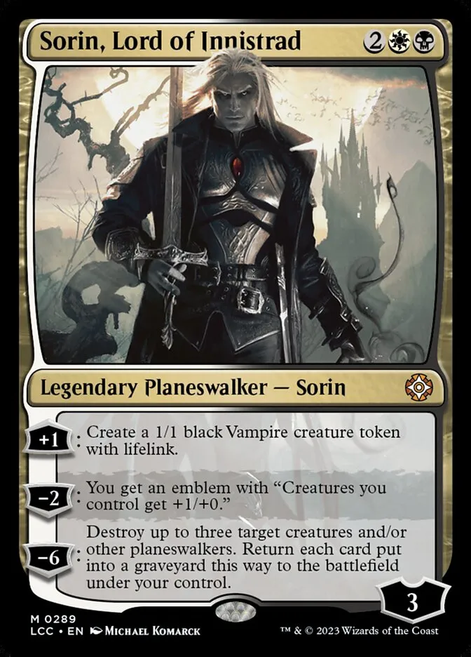2023 The Lost Caverns of Ixalan Commander Sorin, Lord of Innistrad #289 mythic card image