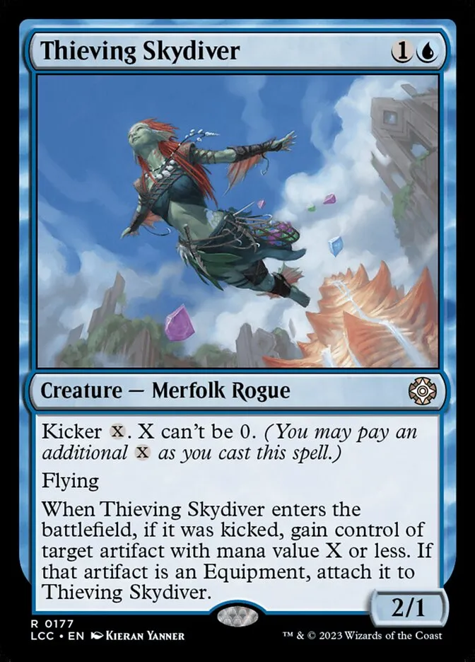 2023 The Lost Caverns of Ixalan Commander Thieving Skydiver #177 rare card image