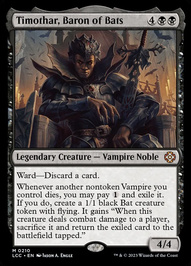 2023 The Lost Caverns of Ixalan Commander Timothar, Baron of Bats #210 mythic card image