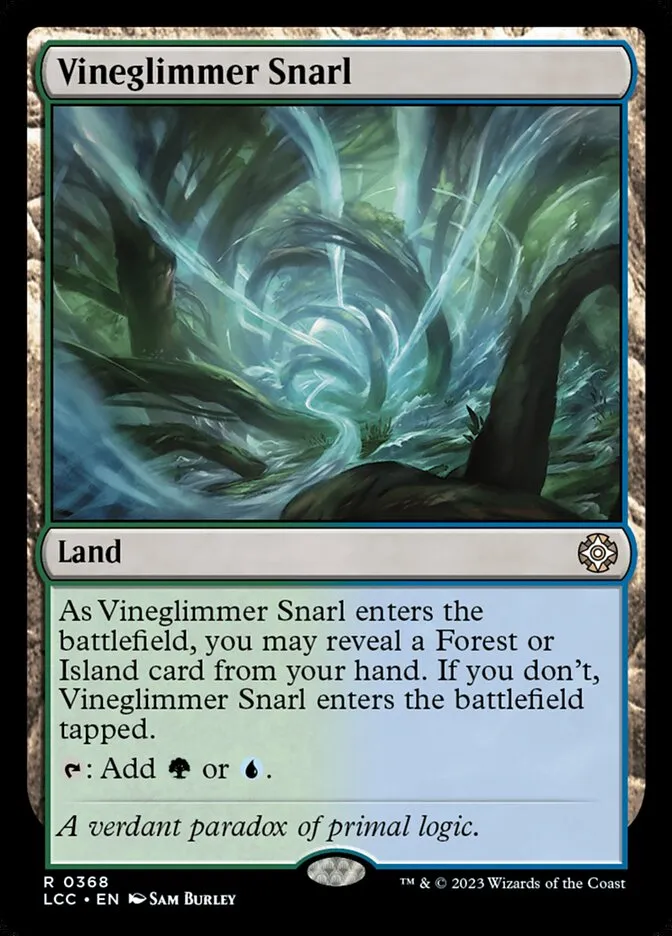 2023 The Lost Caverns of Ixalan Commander Vineglimmer Snarl #368 rare card image