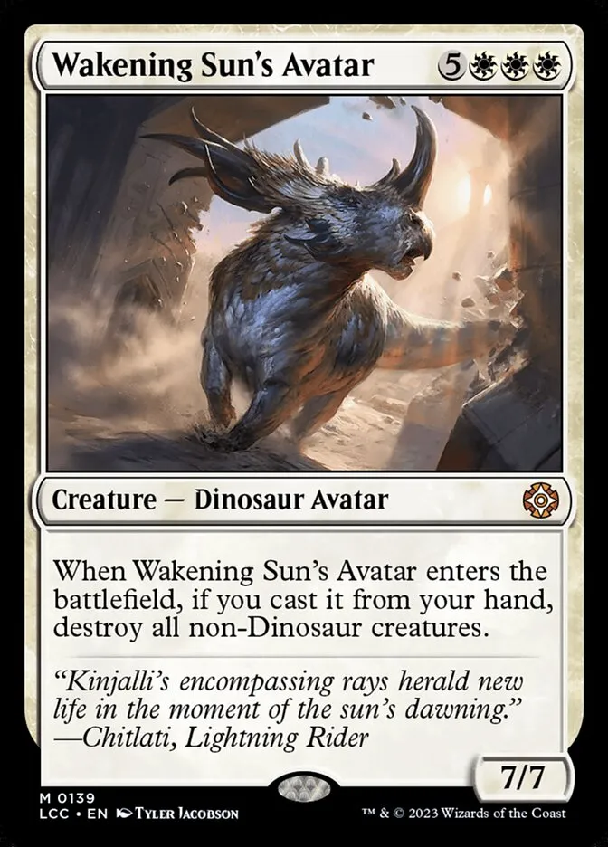 2023 The Lost Caverns of Ixalan Commander Wakening Sun's Avatar #139 mythic card image