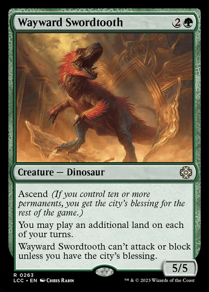2023 The Lost Caverns of Ixalan Commander Wayward Swordtooth #263 rare card image