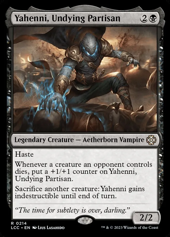 2023 The Lost Caverns of Ixalan Commander Yahenni, Undying Partisan #214 rare card image