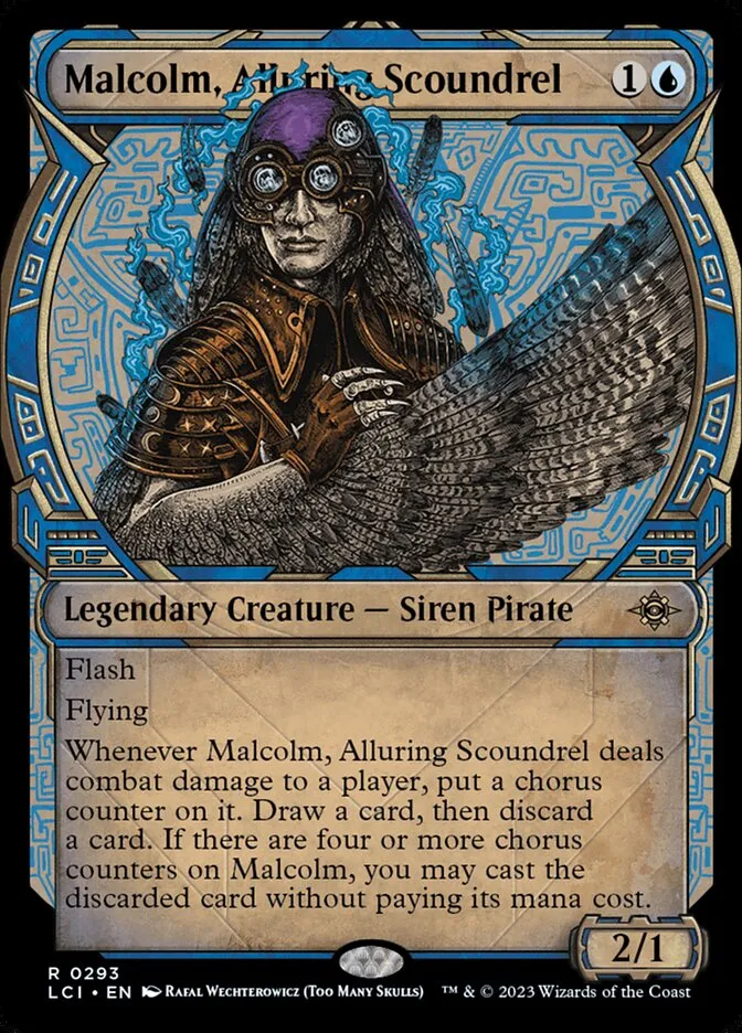 2023 The Lost Caverns of Ixalan Malcolm, Alluring Scoundrel rare #293 rare card image