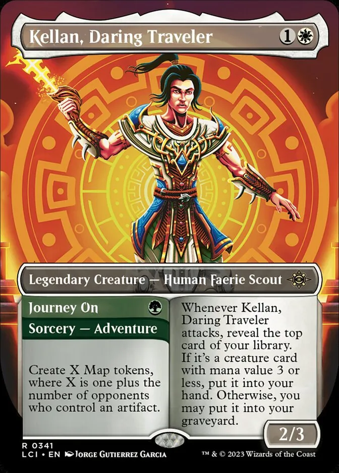 2023 The Lost Caverns of Ixalan Kellan, Daring Traveler // Journey On #341 rare card image